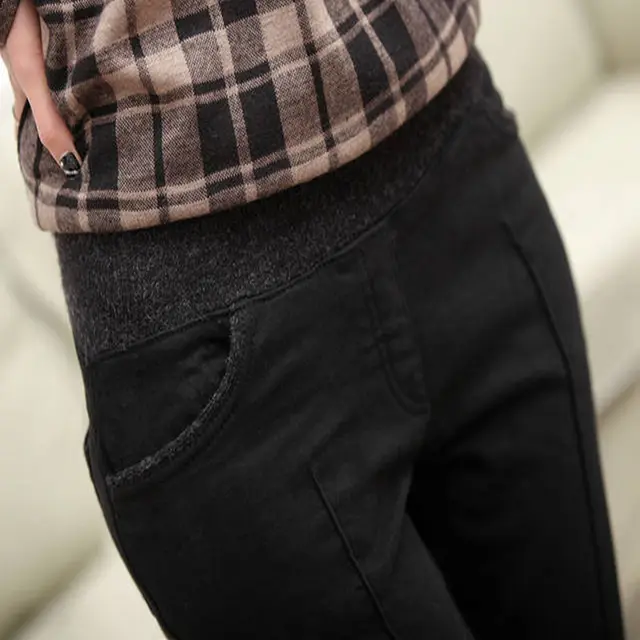 Plus Velvet Thick Leggings Autumn and Winter Korean Style Slim Trousers Black - Shop at LoveMi