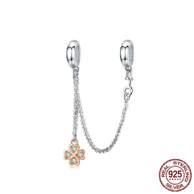 Sterling Silver Clover Ann Bracelet Accessories Platinum Plated Jewelry Safety Chain - Shop at LoveMi