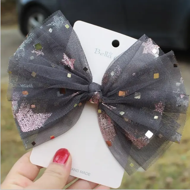 Korean Yarn Big Bow Hair Clip Black - Shop at LoveMi