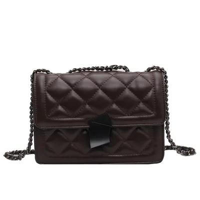 New trendy fashion texture messenger bag all match one shoulder small square bag Brown - Shop at LoveMi