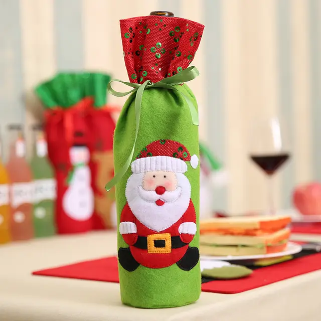 Sequin embroidery wine bottle bag old snowman deer wine bag Wine Bag Old Man - Shop at LoveMi