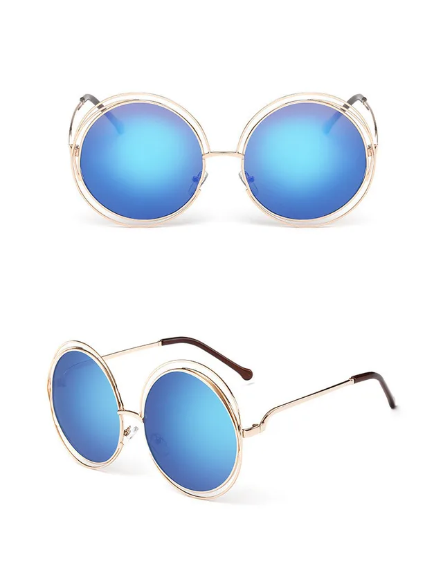 Round metal cutout sunglasses Blue Mercury - Shop at LoveMi