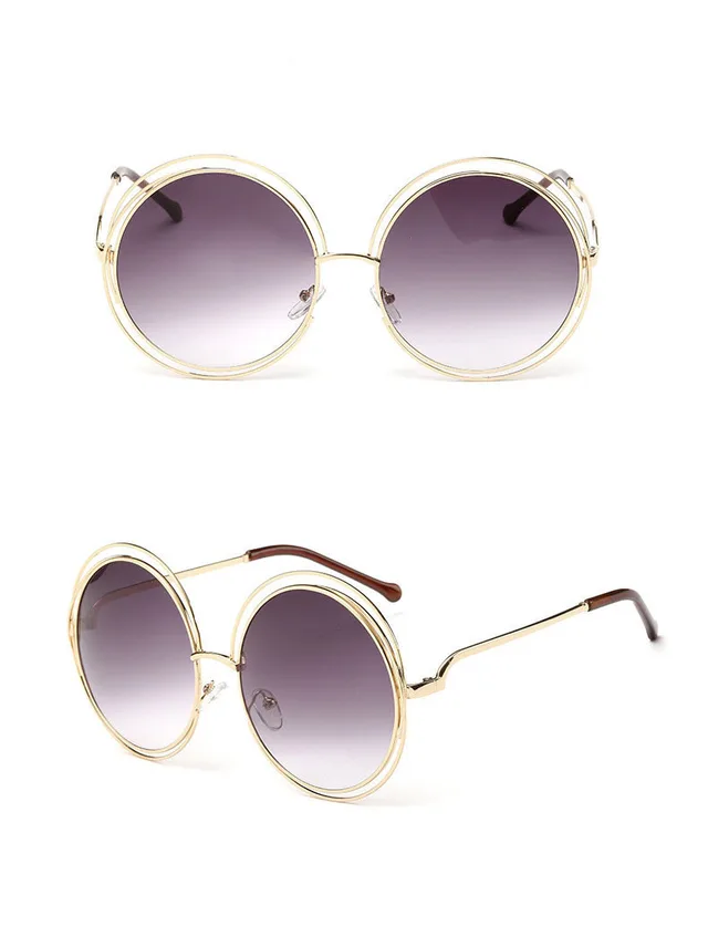 Round metal cutout sunglasses Golden Frame Gradient - Shop at LoveMi
