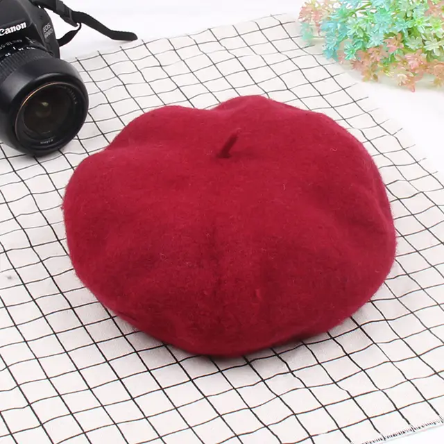 Autumn and winter new wool beret Wine Red - Shop at LoveMi