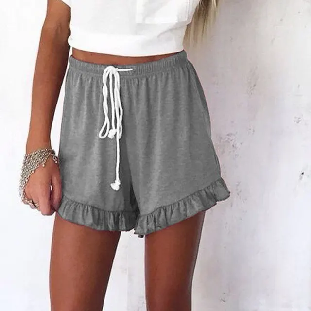 Drawstring ruffled shorts Grey - Shop at LoveMi