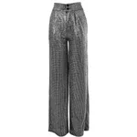 Bright silk sexy high waist wide-leg pants - Silver