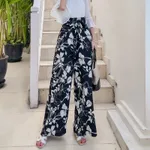 Large size bohemian wide-leg pants seaside beach pants trousers travel wear - Graph Color-Xl