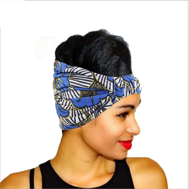 African print wide headscarf Royal Blue - Shop at LoveMi