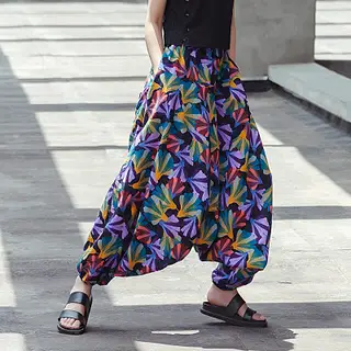 Large Size Bloomers Casual Baggy Pants Yoga Ethnic Harem Pants - Purple