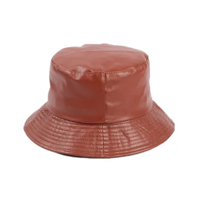 PU skin fisherman hat Brown - Shop at LoveMi