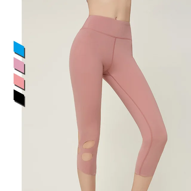 Sports fitness cropped pants Pink - Shop at LoveMi