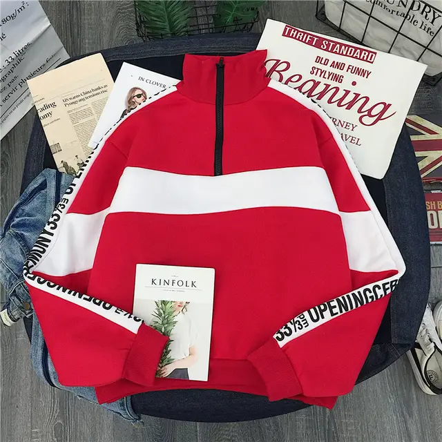 Women's Loose Plus Velvet Thick Hooded Sweater Red - Shop at LoveMi