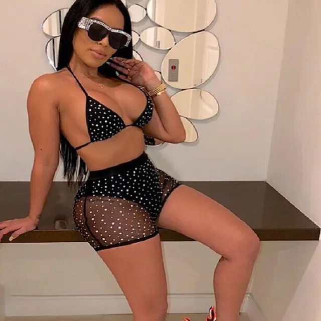 Neon mesh bra and shorts set Black - Shop at LoveMi