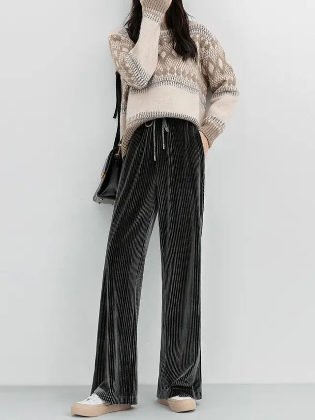 Corduroy wide leg pants Long Green - Shop at LoveMi
