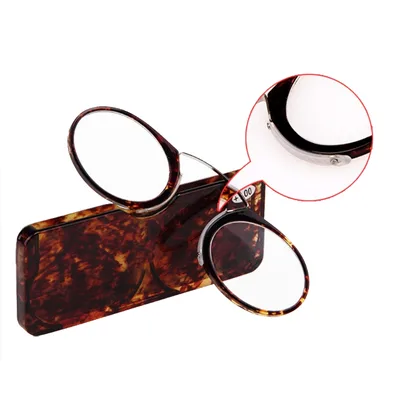 Portable Wallet Reader Clipped To Mini Reading Glasses With Protective Case Brown - Shop at LoveMi