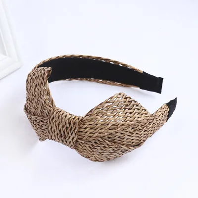 Grass Braided Hair Band Wild Hairpin Fashion Bow Headband Deep Coffee - Shop at LoveMi