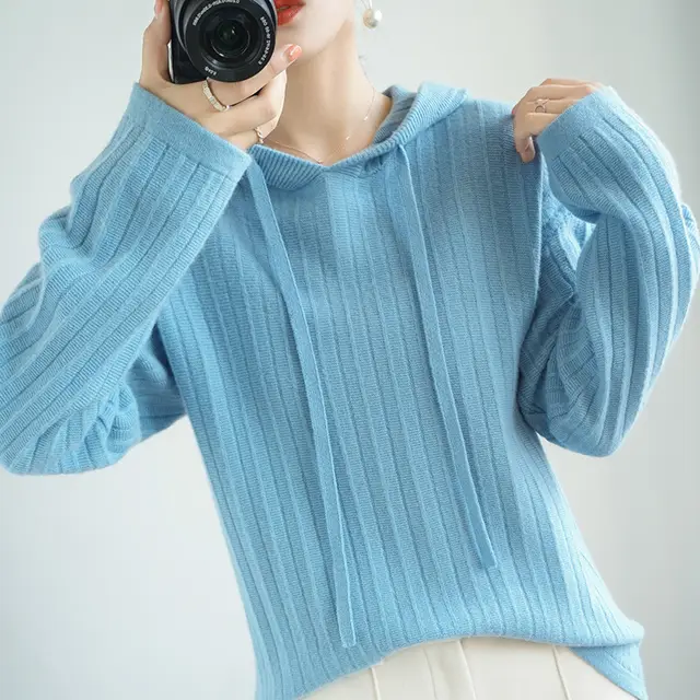 Cashmere hooded sweatshirt Blue - Shop at LoveMi