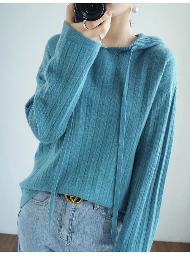 Cashmere hooded sweatshirt Couche Blue - Shop at LoveMi