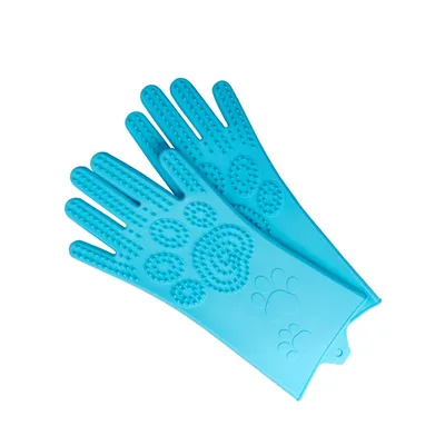 Silicone Heat resistant Cleaning Brush Scrubbing Gloves Claw Cyan - Shop at LoveMi
