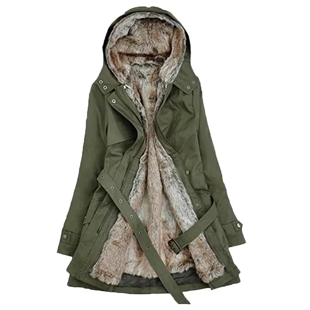 Thick fur coat Army Green - Shop at LoveMi