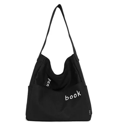 Single shoulder bag artistic tote bag eco friendly shopping bag canvas cross bag Black - Shop at LoveMi
