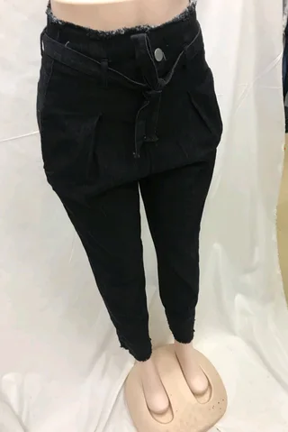 High-waisted Washed Pencil Pants Spring Sexy Temperament European And American Plus Size Denim Jeans For Women - Black