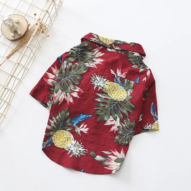 Pet clothes Wei Yi shirt Wine Red Pineapple - Shop at LoveMi