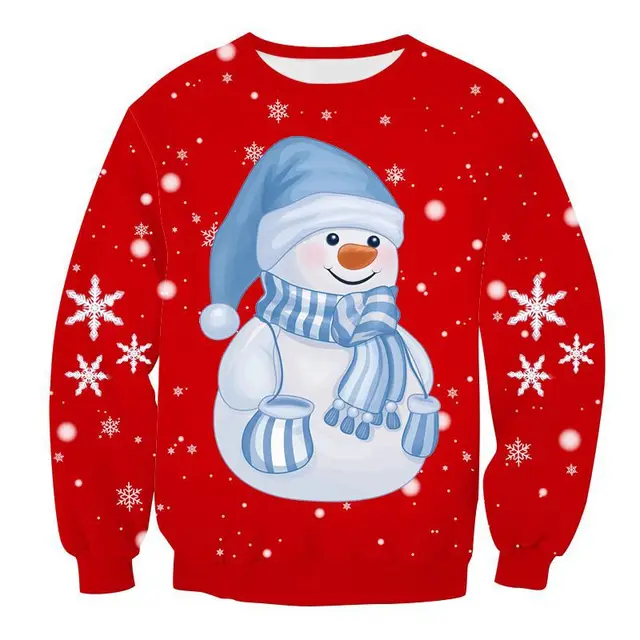 Loose sweater Christmas 3D digital printing round neck 4 Color - Shop at LoveMi