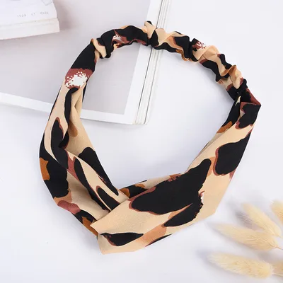 Elastic cross hair band Beige - Shop at LoveMi