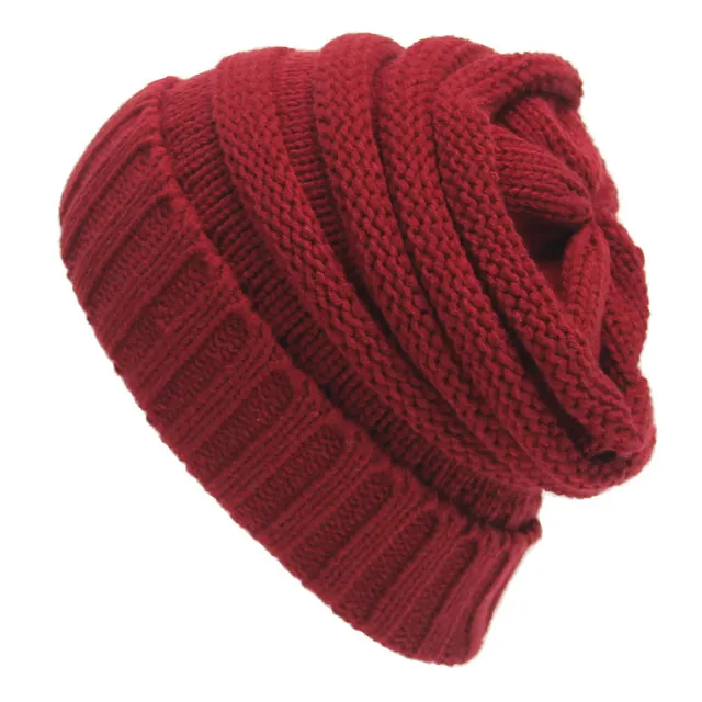 Outdoor autumn and winter striped hood Wine Red - Shop at LoveMi