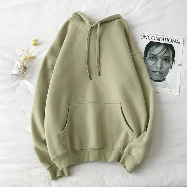 Ladies Fixed Hood Women Thicken Hoodie Ladies Fall Fashion Tops Green - Shop at LoveMi