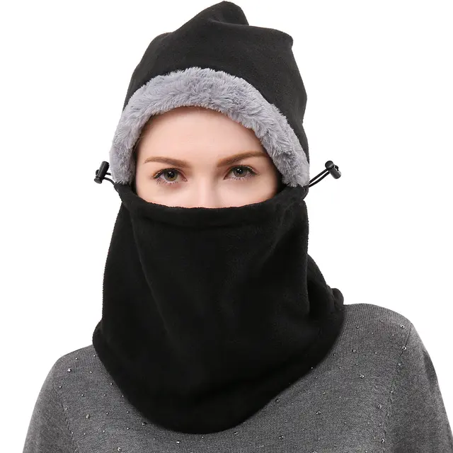 Thermal mask fleece riding cap Black - Shop at LoveMi