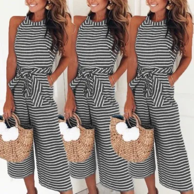 Sleeveless Long Rompers - Black
