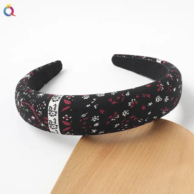 Thickened Sponge Floral Headband Wild Daisy Fabric Headband B62A Black - Shop at LoveMi