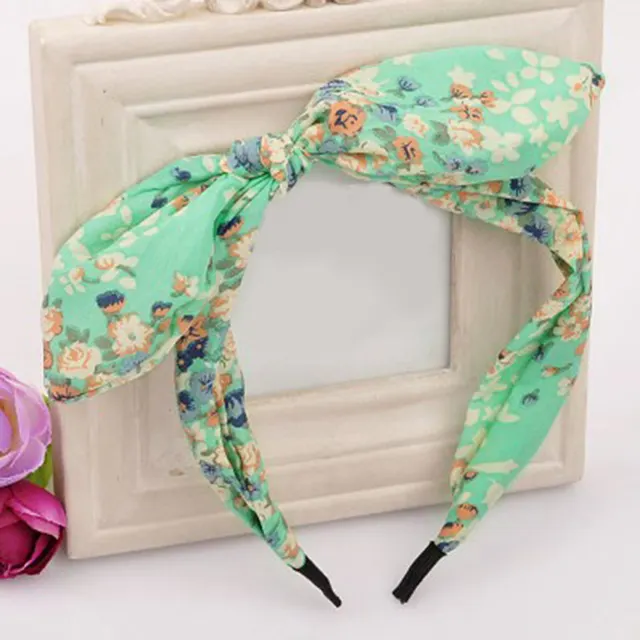Polka dot hairpin headband ears Green Floral - Shop at LoveMi