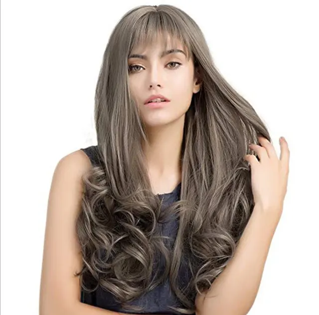 Long curly hair high temperature silk hood Light Brown - Shop at LoveMi