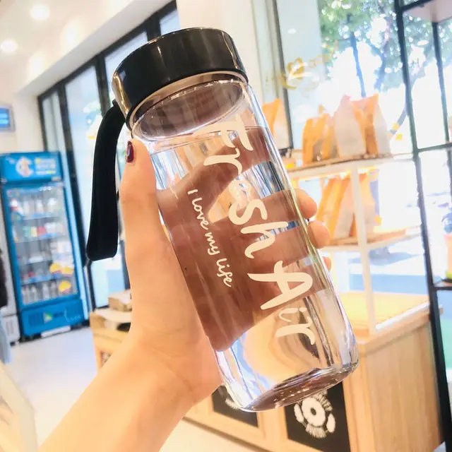 Portable large capacity plastic water cup Clear Black - Shop at LoveMi