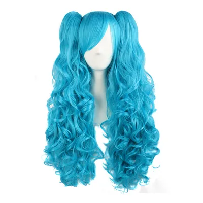 Big wave wig set double ponytail Cyan - Shop at LoveMi