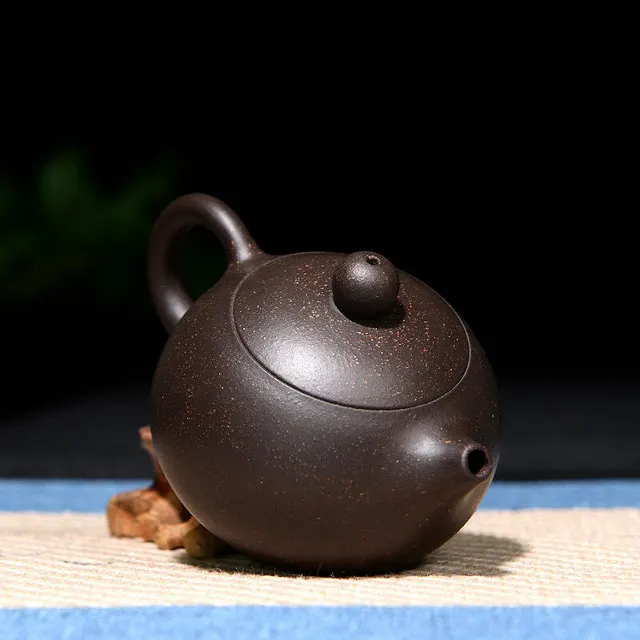 Purple clay teapot handmade master 90ml mini small capacity black gold sand Black - Shop at LoveMi