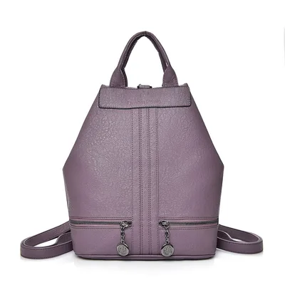 Women's All Match Soft Leather Cowhide Backpack Purple - Shop at LoveMi