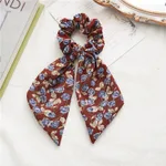 Japan And South Korea Tied Hair Female Cloth Bunny Ear Hair Ring - Flower Caramel Color