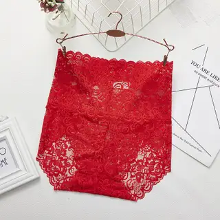 Lace Sheer Briefs - Scarlet
