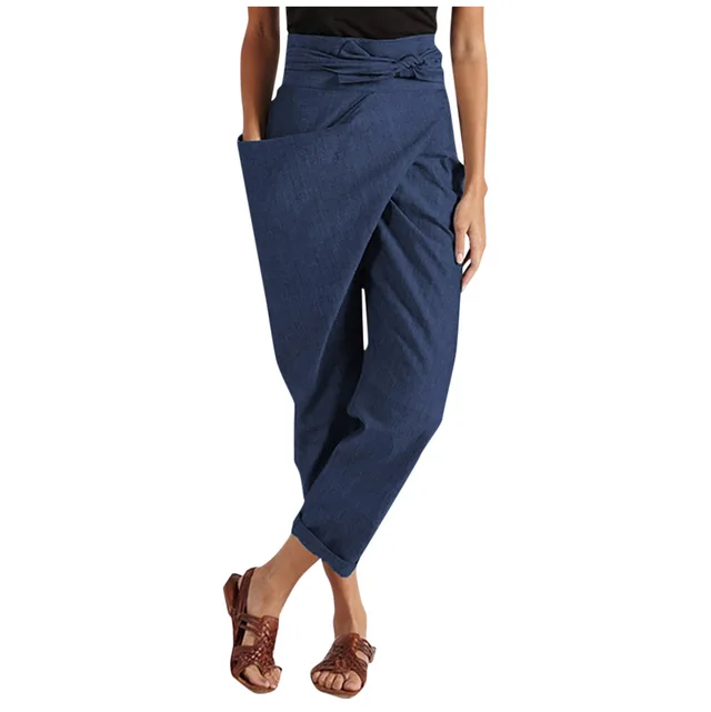 European and American cropped trousers Dark Blue - Shop at LoveMi