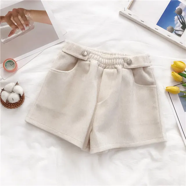 All match outer wear woolen shorts Skin Color - Shop at LoveMi