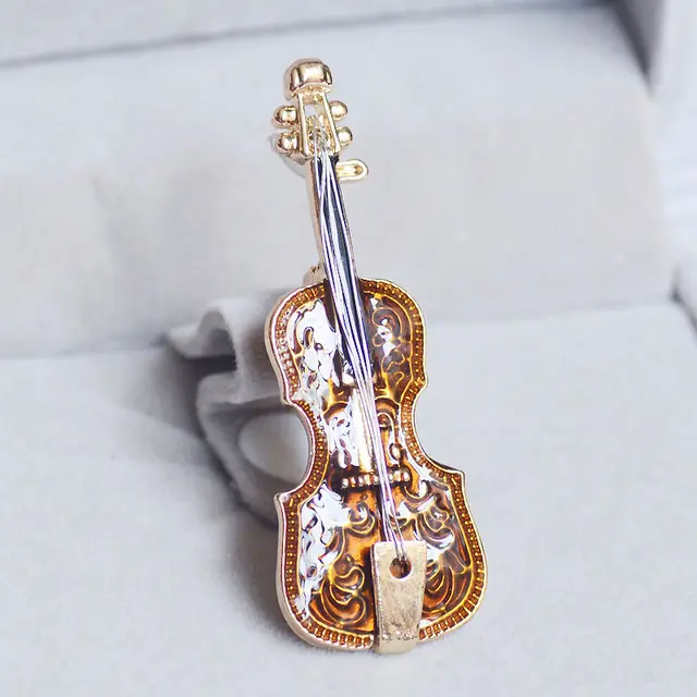 Handmade dripping green violin brooch Brown - Shop at LoveMi