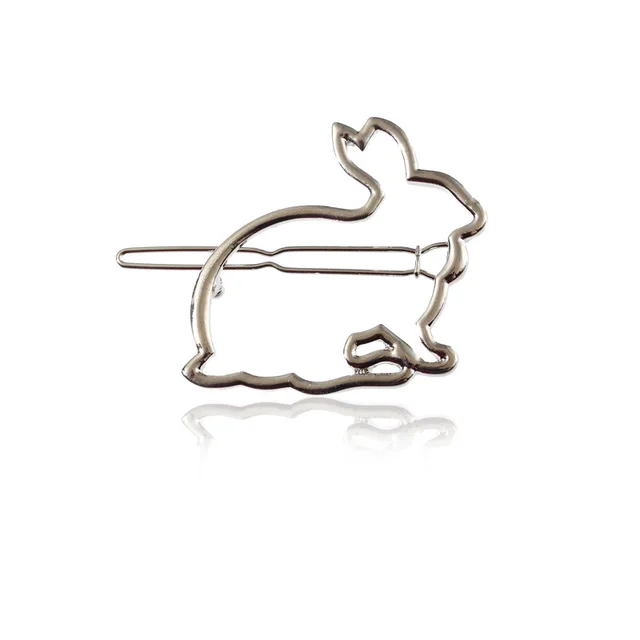 Metal Cutout Cute Bunny Hairpin Hair Accessory Gold - Shop at LoveMi