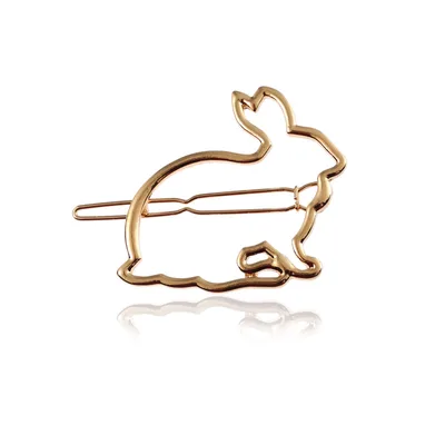 Metal Cutout Cute Bunny Hairpin Hair Accessory Silver - Shop at LoveMi