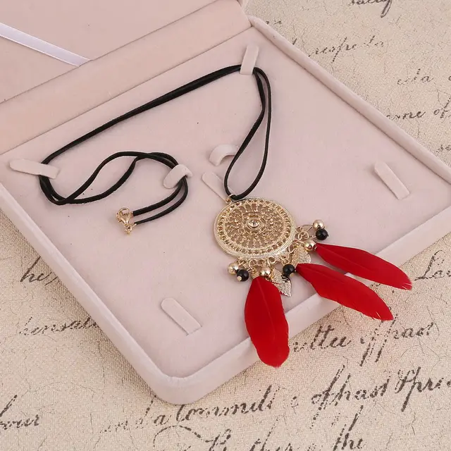 Vintage sweater necklace long sweater chain Red - Shop at LoveMi