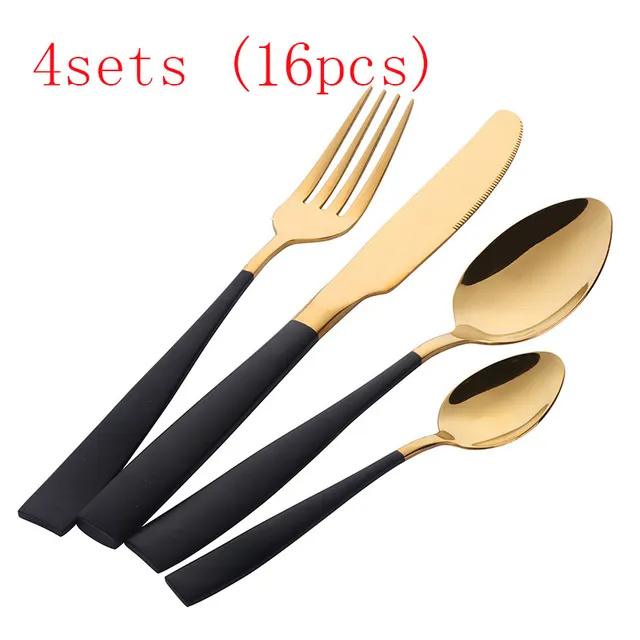 Four piece Stainless Steel Cutlery Black 4Sets - Shop at LoveMi