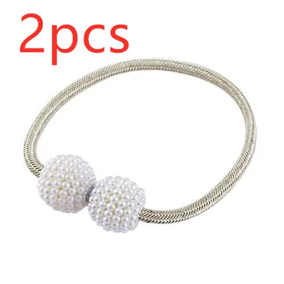 Magnetic Curtain Tiebacks Pearl Beads Beige2Pcs - Shop at LoveMi
